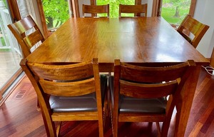 Marvelous Mango Tree Wood Bar Height Table with 6 Chairs