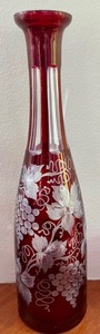 Antique European Decanter and 6 Small Glasses