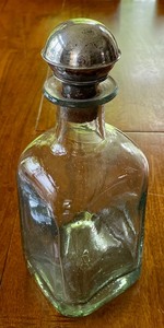 Two Thick Glass Decanters