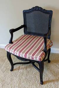Black Painted Cane Back Armchair