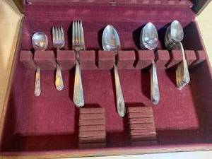 Silverplated Flatware in Wood Case - Rogers Bros. plus box of Miscellaneous Flatware