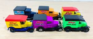Six Colorful MATCHBOX Delivery Trucks with Collectible Cereal Brand Graphics