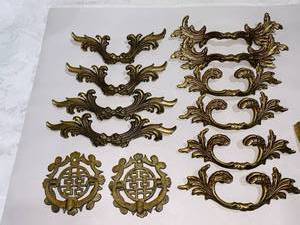 Variety of Vintage Brass Drawer Pulls - Fancy, Oriental, Classic Designs