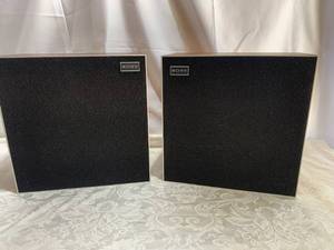 Midcentury Wood Case Sony Speakers - Set of 2