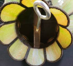 lot 19 image: Vintage Mullioned Slag Glass Lamp Shade