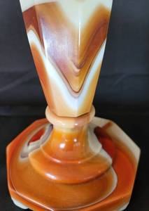 lot 24 image: Stunning Pair of Globe Specialty Co. Akro Agate - Slag Glass Lamps.