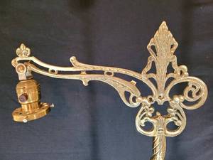 lot 27 image: Unique Brass Floor Lamp with Slag Glass Spacers