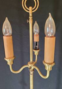 lot 28 image: Vintage Brass Candelabra Floor Lamp with Lion Detail
