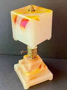 lot 49 image: Vintage Slag Glass Art Deco Cube Houze Glass