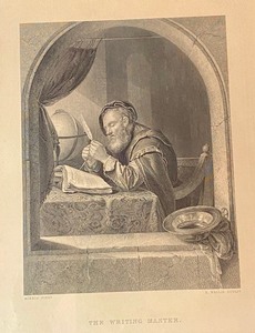 lot 59 image: Vintage Steel Plate Engraving The Writing Master