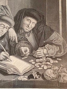 lot 60 image: Vintage Steel Plate Engraving The Misers