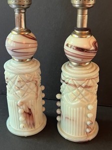lot 53 image: Pair of Unusual Style Houze Glass Lamps