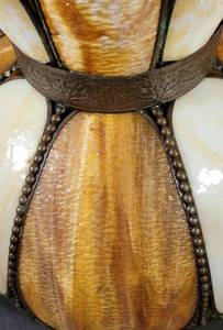 lot 17 image: Pair of Matching Slag Glass Mullioned Lamp Shades