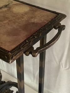 lot 144 image: Vintage Small Accent Table with Detailed Metal Base