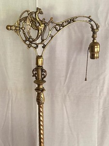 lot 140 image: Vintage Bridge Lamp with Dragon Motif Detailing