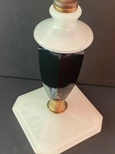 lot 135 image: Houze Art Deco Black and Opaque White Table Lamp