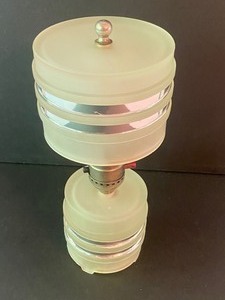 lot 117 image: Art Deco Frosted Glass Lamp with Silver Accents