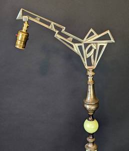 lot 193 image: Vintage Art Deco Bridge Brass Floor Lamp