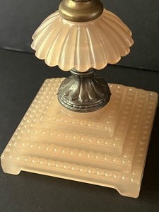 lot 209 image: Coralex Houze Glass Lamp and Nile Green Vintage Houze Glass Lamp