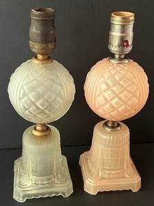lot 211 image: Pair of Vintage Houze Glass Boudoir Lamps