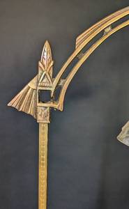 lot 201 image: Two Vintage Art Deco Brass and Marble Floor Lamps including Vintage Akro Agate Floor Lamp