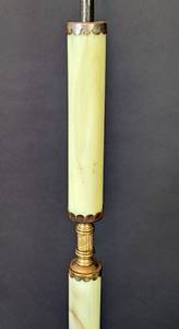 lot 203 image: Two Vintage Brass and Akro Agate- Slag Glass Floor Lamps