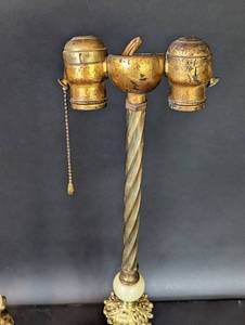 lot 208 image: Two Figural Brass and Marble Table Lamps