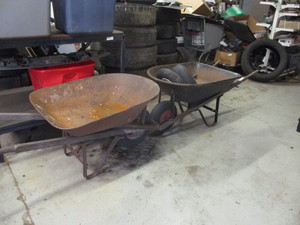 lot 168 image: 2 Wheelbarrows plus 2 extra wheels and tires