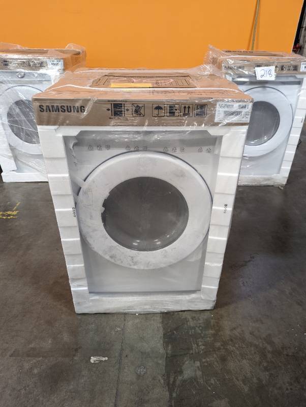 lot 219 image: Samsung 7.5 cu. ft. 240-Volt White Electric Dryer with Sensor Dryer (Scratch and Dent) - 1 Year Warranty