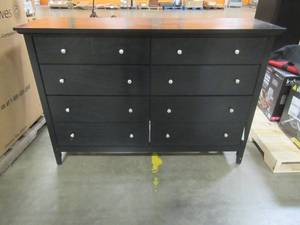 lot 712 image: Lark Manor Burchinal 8 Drawer Dresser in Black, G5450-D. Slight Scratch and Dent. Hole in back panel.