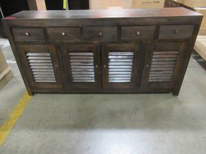 lot 718 image: Cubbindall 63.78 Wide 5 Drawer Sideboard, DVLI5568, Slight Scratch and Dent, Missing Pull on LH Door.
