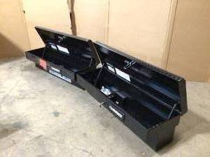 Husky 46.8 in. x 15.7 in. x 13.3 in. Matte Black Aluminum Low Side Truck Box - Lot of 2 - Review all pictures