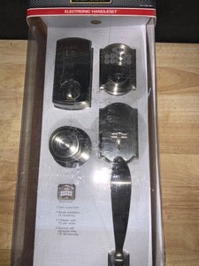 Defiant Castle Satin Nickel Electronic Door Handleset with Hartford Knob. See Pictures