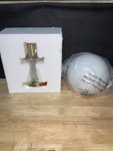 Decor Therapy Michael 1-Light Antique Brass with Milk Glass Semi Flush Mount Ceiling Light. See Pictures