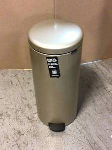 lot 69 image: NewIcon 8 Gallon (30L) Matte Steel Fingerprint Proof Step On Trash Can by Brabantia See Pictures