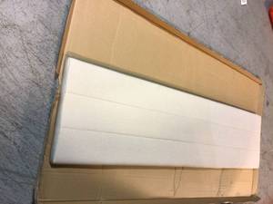 lot 82 image: Stella Cream KingCal King Mid-Rise Upholstered Channel Headboard by Brookside Customer Returns See Pictures
