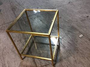 Clear Glass and Gold Finish Square Glass Coffee Table