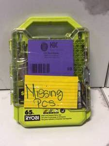 Drill and Impact Drive Kit (65-Piece) by RYOBI Missing Pieces See Pictures