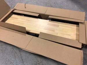 6 ft. Folding Adjustable Height Solid Wood Top Workbench in Black by Husky Customer Returns See Pictures