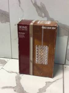 lot 13 image: Home Decorators Collection Kimberly 1-Light Chrome and Crystal Mini Pendant - Good Condition - Review all pictures