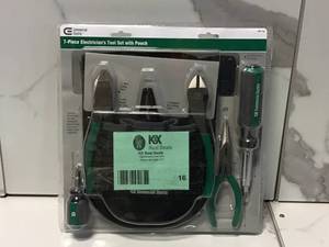 lot 16 image: Commercial Electric 7-Piece Electricians Tool Set with Pouch - Good Condition - Review all pictures