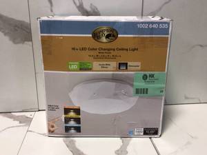 lot 20 image: Lot of 2 16 in. Diamond Selectable LED Flush Mount Ceiling Light 1450 Lumens Dimmable 22-Watts 120V 3000K 4000K 5000K by Hampton Bay Customer Returns See Pictures