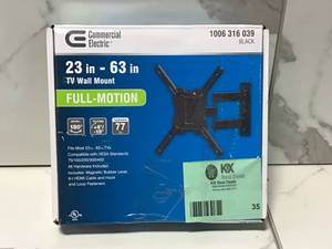 lot 35 image: Full Motion Wall Mount for 23 in. to 63 in. TVs by Commercial Electric Customer Returns See Pictures