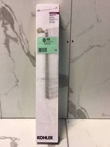 lot 36 image: Cursiva 24 in. Towel Bar in Vibrant Brushed Nickel by KOHLER Customer Returns See Pictures