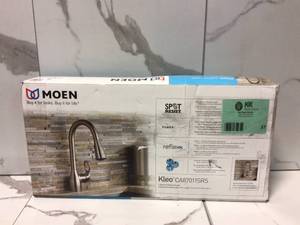 lot 37 image: Kleo Single-Handle Pull-Down Sprayer Kitchen Faucet with Reflex and Power Clean in Spot Resist Stainless by MOEN Customer Returns See Pictures