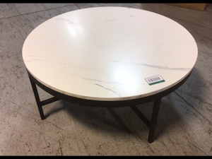lot 52 image: Xivil 36 in. Blackened Bronze Round Faux Marble Coffee Table by MEYER&CROSS Customer Returns See Pictures