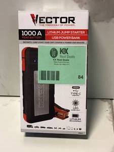 lot 84 image: 1000 Peak Amp Jump Starter, Dual USB, Rechargeable by Vector Customer Returns See Pictures