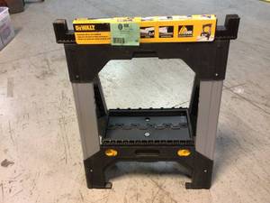 lot 96 image: 33 in. Folding Sawhorse with Adjustable Metal Legs by DEWALT Customer Returns See Pictures