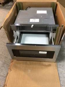 lot 112 image: 1.2 cu. ft. 24 in. Microwave Drawer with Concealed Controls, Built-In Stainless Steel with Sensor Cooking by Sharp Customer Returns See Pictures