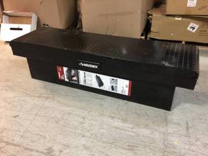 lot 114 image: 71.36 Matte Black Aluminum Full Size Crossbed Truck Tool Box by Husky Customer Returns See Pictures